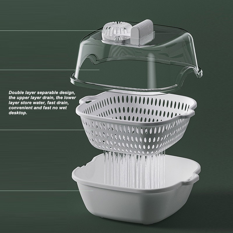 Household Defrosting Box Large Capacity Double Layer Drain Timing USB