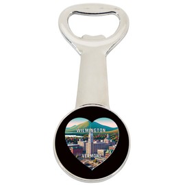 Wilmington Vermont Travel Souvenir Destination Heart Shape Design Magnetic Bottle Opener Single