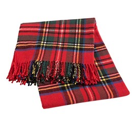 Baroni Home Mixed Cotton Plaid, Red Scottish Sofa Throw, Blanket Made in Italy 130 x 170 cm