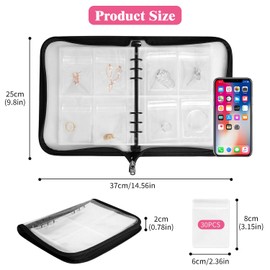 KIKIGOAL Transparent Jewelry Storage Book Jewellery Organiser with Pockets Earring Storage Jewelry Display Book Album with 80 Grids+30 pcs PVC Bags (80 Grids+30 pcs 6 * 8 PVC Bags) …