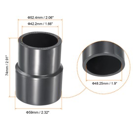 PATIKIL UPVC Reducer Pipe Fitting 1-1/2" x 1-1/4" Socket Schedule 80, Straight Coupling Adapter Connector, Gray