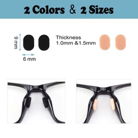 20 Pairs Eyeglass Nose Pads, Soft Foam Nose Pads, Self-Adhesive Anti-Slip Soft Foam Glasses Nose Pads Mini Ellipse for Eyewear Glasses Sunglasses (Black/1.5mm)