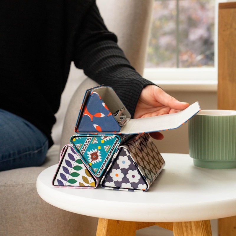 LAGO TERRA Premium Printed Foldable Triangular Glasses Case - Navy