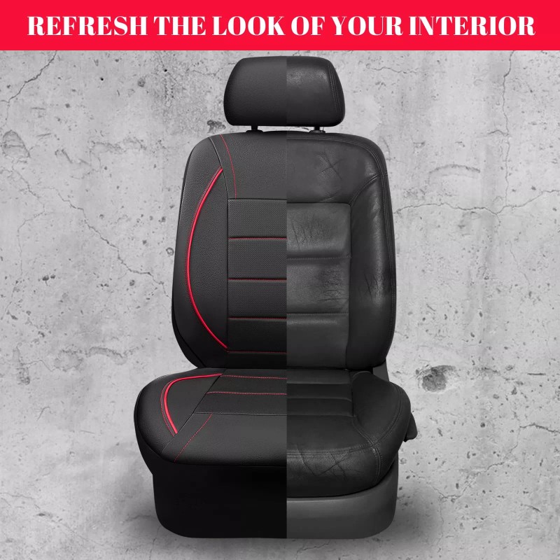 CAR PASS Universal FIT Piping Leather Two Front Seat Covers