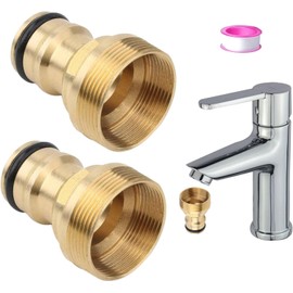 2 Pack Universal Kitchen tap Connector Kitchen Mixer Hose Connector, tap to Garden Hose Connection Fitting, Kitchen Garden Watering tap Connector，22mm & 24mm Threaded Tap