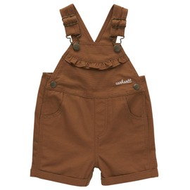 Carhartt Baby Girls' Ruffle Front Overall Shorts Canvas Shortalls, Carhartt Brown, 2T