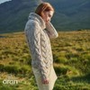 Aran Woollen Mills Womens Chunky Cable Cowlneck Sweater Toast Oat