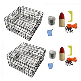 KUFA 2-Pack Vinyl Coated Crab Trap with Crabbing Accessory Kit–(S60+CAM1) X2