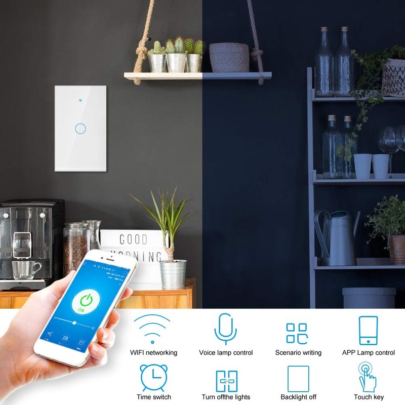 WiFi Interruptor de Pantalla Táctil, Interruptor Remoto con Teclas Táctiles