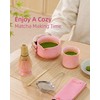 ZENS Pink Matcha Set, Matcha Whisk Set Includes 15oz Ceramic