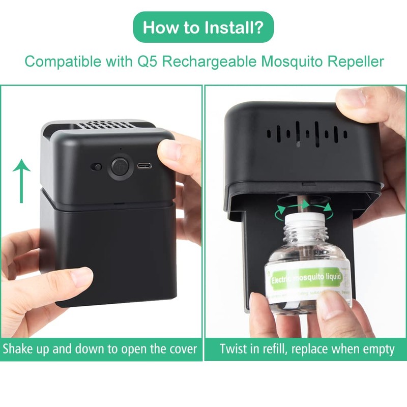 Q5 Mosquito Repellent Refills for Outdoor Indoor, Includes 280 Hr