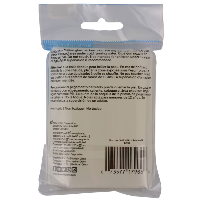 Westcott So Cool! Low-Temp Glue Sticks for Young Crafters, Pack