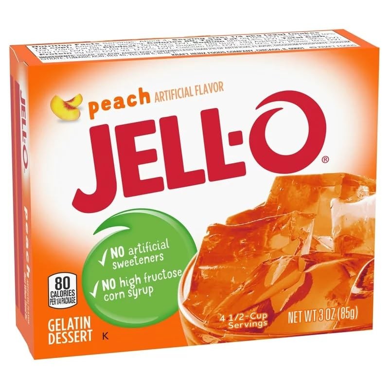 Jell-o Gelatin Dessert, Peach, 3-ounce Boxes (Pack of 4)