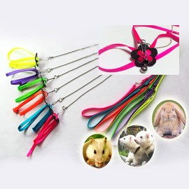 HOKABLE 2 Pack Adjustable Hamster Leash Harness for Harness for Ferret Baby Rabbit Hamster Rat Mouse Leash Lead with Bell (Green)