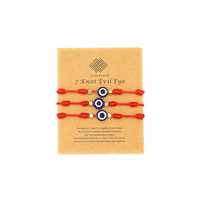 Jasimkiss Evil Eye 7 Knot Lucky Bracelets Adjustable Red String