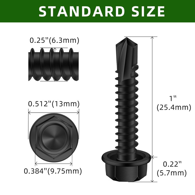 Mellewell #14 x 1 Hex Washer Head Self Drilling Screws,
