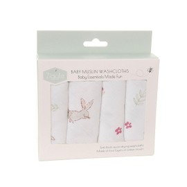 Ziggle - Set Of 4 Bunnies Baby Muslin Washcloths - Baby Swaddle, Baby Blanket, Newborn Essentials, Wash Cloth - Baby Muslins Pack, Eco Friendly Wash Cloth