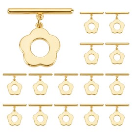 CRAFTYMELODY 15Pcs Toggle Clasps 18K Gold Plated Brass T-Bar Closure Clasps Extender Flower OT Toggle Connectors for Jewelry Findings Making Accessory Supplies DIY Craft Bracelet Necklace