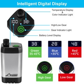 WADEO Portable Shower for Camping, 6000mAh Outdoor Electric Shower Rechargeable Pump with Intelligent Digital Display, Camping Shower Head Nozzle for Camping, Hiking, Traveling, Washing