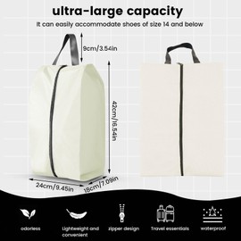 Bagentry 3 Pack Folding Shoe Bags for Travel with Zipper Closure, Waterproof Shoe Storage Bag with Handle, Washable Shoe Organizers Packing Cubes for Gym Women Men (Cream)
