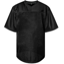 Atonmore Men Blank Plain Football Jersey, Adult Hip Hop Hipster Short Sleeve Mesh Pullover Shirts,Custom Sports Uniforms for Party(TXZ-Black,X-Large)