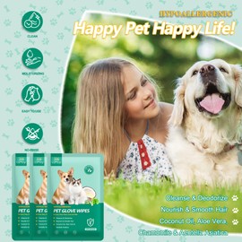 10 PCS Pet Cleaning and Deodorizing Bathing Grooming Glove Wipes for Dogs and Cats, Extra Thick Nourish Fur No-Rinse Grooming Wipes for Daily Care and Travel, Hypoallergenic