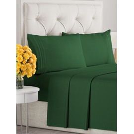 Queen Size 4 Piece Sheet Set - Comfy Breathable & Cooling Sheets - Hotel Luxury Bed Sheets for Women & Men - Deep Pockets, Easy-Fit, Soft & Wrinkle Free Sheets - Emerald Green Oeko-Tex Bed Sheet Set