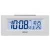 Seiko Clock DL218W Alarm Clock, Radio Wave, White, Digital, LED
