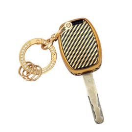 Rilnaewn Carbon Fiber Texture TPU for Honda Key Fob Cover Fit for 2006 2007 2008 2009 2010 2011 2012 2013 2014 2015 Honda Accord Civic Pilot (G)