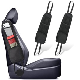 Pack of 2 Car Organiser, Car Storage Bag, Mesh Pockets, Car Seat Side Organiser, Foldable Multifunctional Car Seat Hanging Bag, Car Gadgets with Multiple Pockets for Truck, Van, SUV, Black