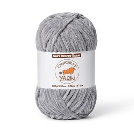 Fluffy Velvet Yarn for Crocheting, Chunky Chenille Baby Blanket Yarn for Crocheting, Soft Fuzzy Puzzle Yarn for Knitting, 100g/3.53oz Bulky Thick Amigurumi Crochet Yarn（Light Gray）