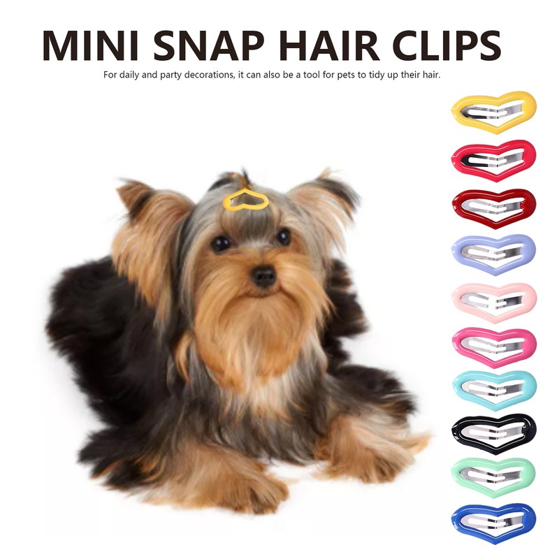 50 Pcs Little Pet Hair Clips Mini Peach Heart Hairpin