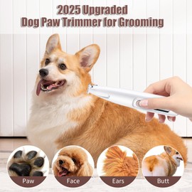 Dog Paw Trimmer for Grooming, 2025 Upgrades Pet Paw Trimmer with LED Light, 35dB Ultra-Low Noise Rechargeable Dog Paw Hair Trimmer Clippers for Dogs Cats Paws Eyes Ears Face Rump