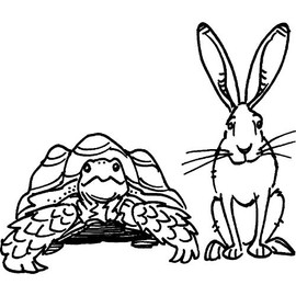 'Hare & Tortoise' Rubber Stamp - Unmounted Design for Crafting & Scrapbooking, A7 (RS00001593)
