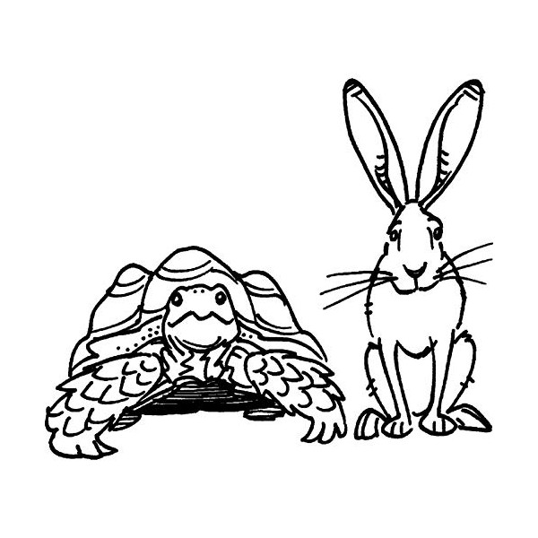 'Hare & Tortoise' Rubber Stamp - Unmounted Design for Crafting