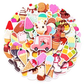 100 Pack Ice Cream Stickers,Ice Cream Party Favors, Birthday Decorations Gifts