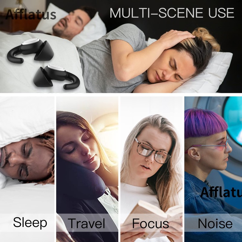 Afflatus Ear Plugs for Sleeping, Comfortable Sleeping Earplugs, 2 Pairs