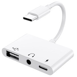 Uniytriox Adapter USB C auf USB, 3 in 1 USBC Adapter mit 3,5mm Kopfhörer Audiobuchse und PD Ladegerät, kompatibel mit den meisten Typ-C-Telefonen, i-Pad Pro, Laptops und weiteren Typ-C-Geräten