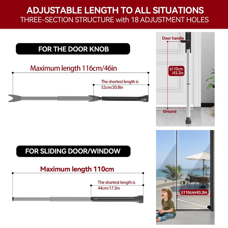 AceMining Upgraded Door Security Bar & Sliding Patio Bar, Heavy