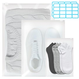 30 Pieces Ziplock Bags, 30 x 40 cm, Reusable Clear Plastic Bags, Shoe Bags for Travel, Travel Bags, Organizer for Clothes Storage (Matte, 30 x 40 cm)