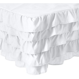 Elegant Comfort Luxurious Premium Quality 1500 Thread Count Wrinkle and Fade Resistant Egyptian Quality Microfiber Multi-Ruffle Bed Skirt - 15inch Drop, Twin, White
