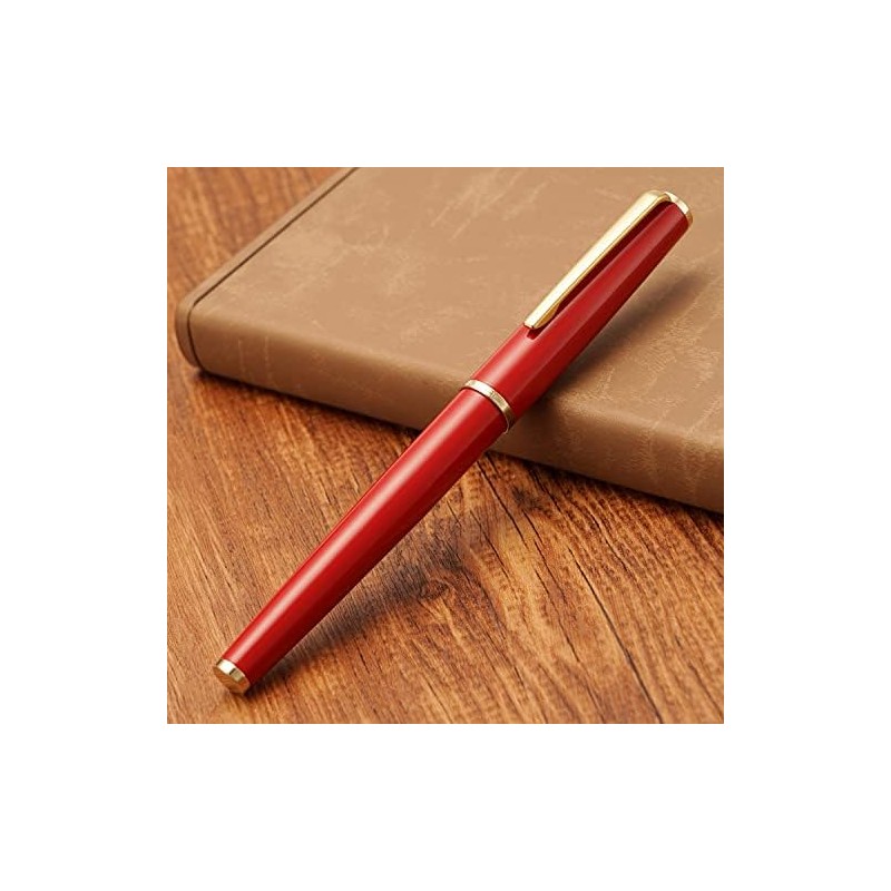 Jinhao 95 - Pluma estilográfica de metal, punta media, rojo