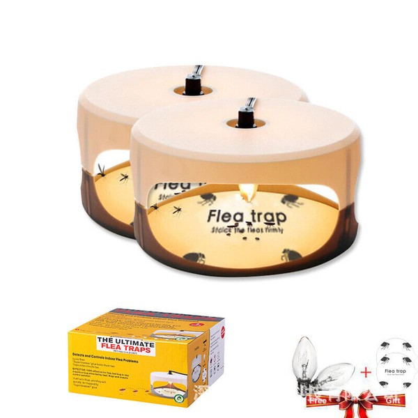 2set Electric Flea Trap Killer Home Pest Control Sticky Disc Spare Lamp +Pads