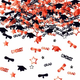 Red and Black Graduation Confetti 2024, 1000 Pcs Grad Confetti Class of 2024 Party Table Centerpiece for 2024 Graduation Party Supplies