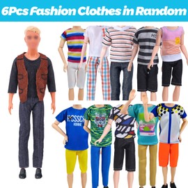 Pack of 18 Clothing and Accessories for Ken Boys Dolls 6 Casual Clothing 2 Swimming Trunks 4 Pairs Shoes for 12 Inch Boys Dolls
