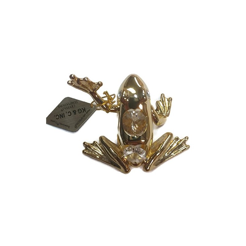 24K Gold Plated Frog with Austrian Crystals 2.5 inches