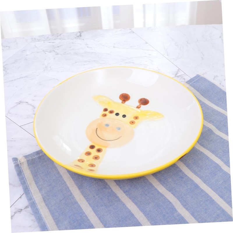 MERRYHAPY Giraffe Pattern Ceramic Plate for Boy Girl Porcelain Feeding