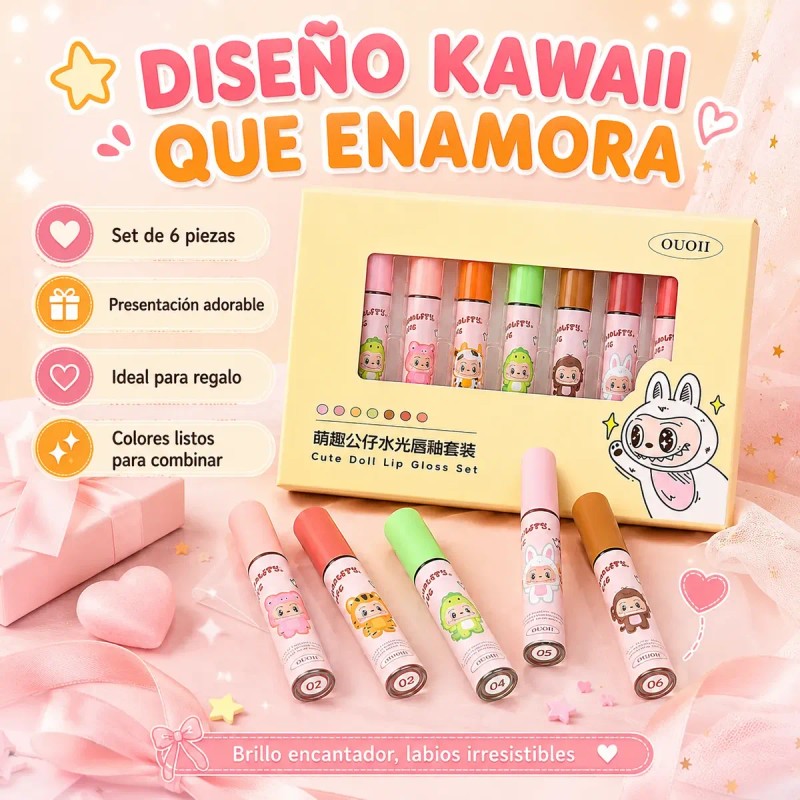 Set De 6 Brillos Labiales Hidratantes Con Acabado Espejo