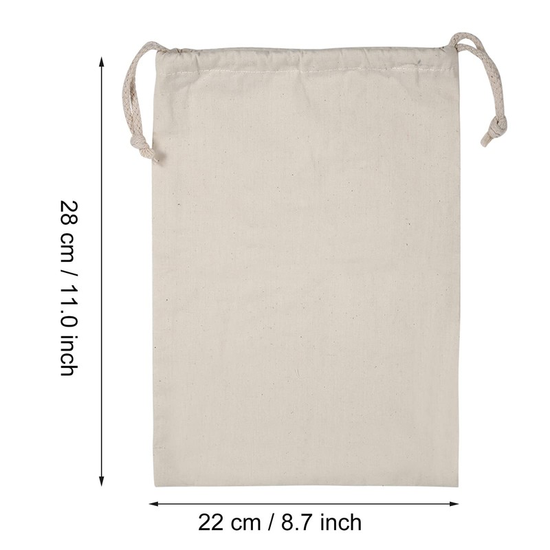 Household Beige Large Capacity Natural Cotton Drawstring Storage Laundry Sack