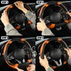 Binsheo Microfiber Leather D Shaped Steering Wheel Cover, Breathable, Anti